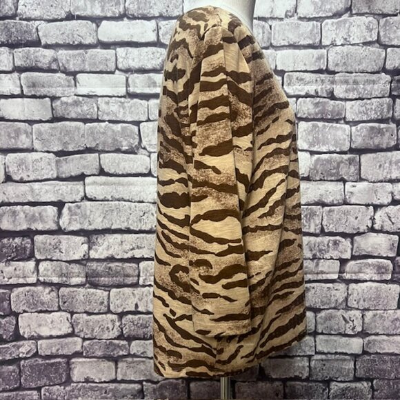 Alfred Dunner Brown & Beige Notched V-Neck Blouse Size 1X - Picture 6 of 7